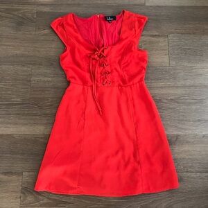 Lulus sunny spot coral red lace-up dress